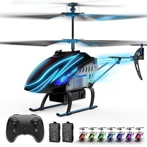 BUSSGO RC Helicopter for Kids with 30Mins Flight 2 Batteries 7+1 LED Light Modes Altitude Hold Remote Control Toy