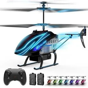 BUSSGO RC Helicopter for Kids with 30Mins Flight 2 Batteries 7+1 LED Light Modes Altitude Hold Remote Control Toy