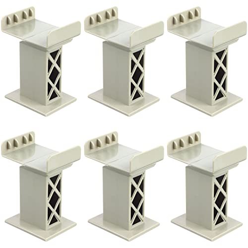 Ioffersuper 6 Pcs Train Bridge Pier Track Railway Accessories Multi Level Support Risers High Level Blocks Compatible All Major Brands Grey Upgraded Version Perfect for 6 by 6 RC Truck Enthusiasts