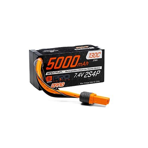 Spektrum 7.4V 5000mAh 2S 130C Smart No Prep Drag LiPo Battery with IC5 Connector Ideal for RC Drag Tire Warmer SPMXDRB2