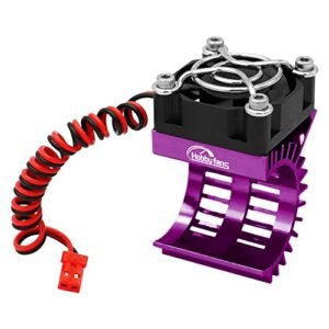 Hobby Fans RC Motor Heat Sink with 5V Cooling Fan Compatible with 370 380 390 2838 2858 2845 Size Brushless Motor for 1/18 RC Car Truck Buggy Crawler Purple