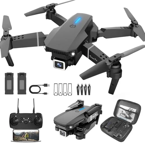 Black Series RC Robotic Robotosaur Mini Toy Black White Drone with Camera 1080P Foldable Gestures Selfie One Key Start 360 Flips 2 Batteries