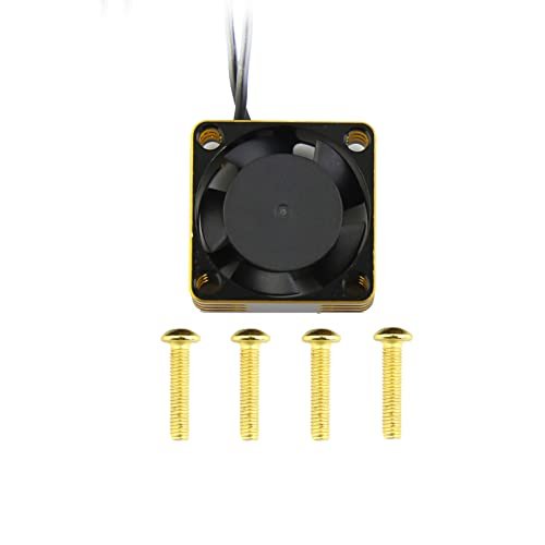 Lifehead 28000RPM Motor and ESC Cooling Fan Cooler RC Aluminum Cooling Fan for 1/12 Scale RC Car Tires and Other Brushed Brushless Motors Red Gold 2510 3010 4010 5010