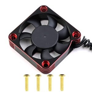 Lifehead 28000RPM Motor and ESC Cooling Fan for 1/8 Scale RC vs 1/10 Scale RC Cars Aluminum Cooler Red Gold 2510 3010 4010 5010