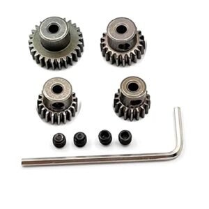FainWan 4 Pack Steel Metal Mod 0.6 Module Pinion Gear Set Motor Gears 5mm Shaft Hole 17T 21T 26T 29T for RC Trucks Ford F350 Cars Crawlers Buggies