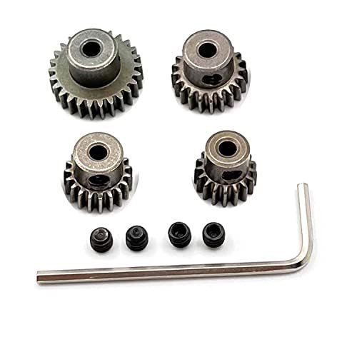 FainWan 4 Pack Steel Metal Mod 0.6 Module Pinion Gear Set Motor Gears 5mm Shaft Hole 17T 21T 26T 29T for RC Trucks Ford F350 Cars Crawlers Buggies