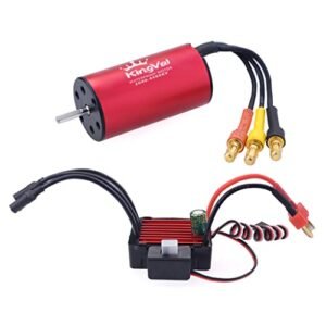 KingVal Replacement 2040 4480KV Waterproof Brushless Motor Shaft 2.3mm with 25A Brushless ESC Combo Perfect for RC Willey Owner 1/16 1/18 RC Car