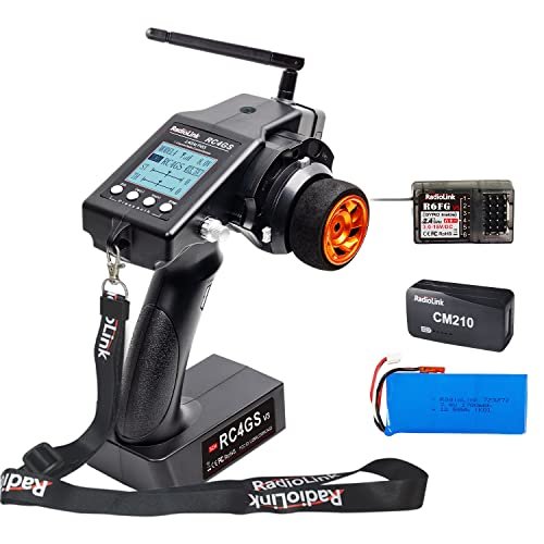 Radiolink RC4GS V3 5 Channels RC Transmitter and Gyro Receiver R6FG, 2.4Ghz Surface Remote Radio Controller Combo, 1700mAh 2S LiPo Battery and CM210 2S Fast Charger Kit