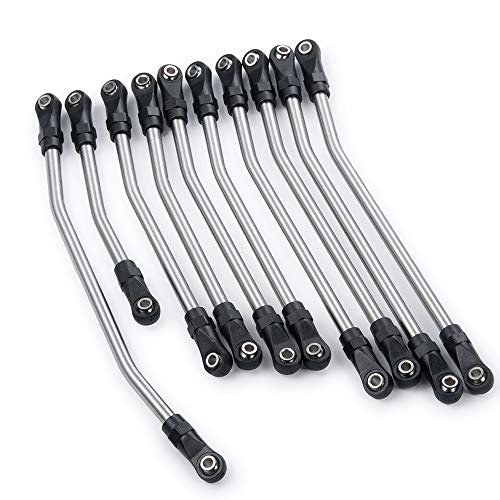 SWX 10pcs Stainless Steel Steering Pull Rod 324mm Link Linkage for 1/10 RC SCX10 Upgrades Crawler Polaris RC Car