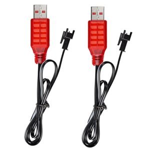 KBT 2 Pack SM 2P USB Charger Cable for 3.7V RC Car Battery Compatible with SV43 RC Boat and Other Remote Control Vehicles