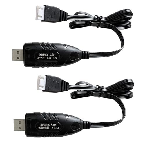 KBT 2 Pack XH 4P USB Charger Cable for 11.1V RC Car Battery 1500mA Charging Speed for 3S Lipo Battery Perfect for RC Car Tires 2.2