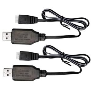 KBT 2 Pack XH 3P USB Charger Cable for 7 4V RC Car Aerial Battery 500mA Charging Speed with LED Indicator Light