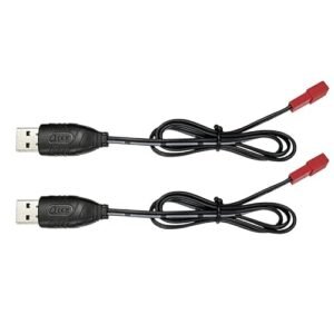 KBT 2 Pack JST 2P USB Charger Cable for 3.7V Li ion RC Car Battery 800mA Charging Speed Compatible with Glamis RC Car