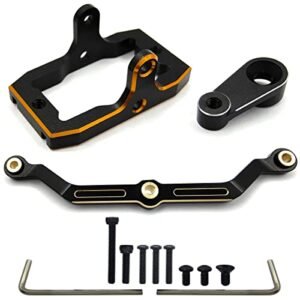 HOPLEX CNC Machined Upgrade Parts for TRX 4M Brass Steering Links Weighted Rod Tie Linkage Aluminum Servo Horn and Servo Mount Compatible with Holden Ute RC Car 1/18 TRX4M RC Crawler