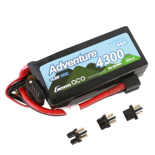 Gens ace G Tech Adventure High Voltage 11.4V 4300mAh 60C 3S Lipo Battery with Deans and XT60 Adapter