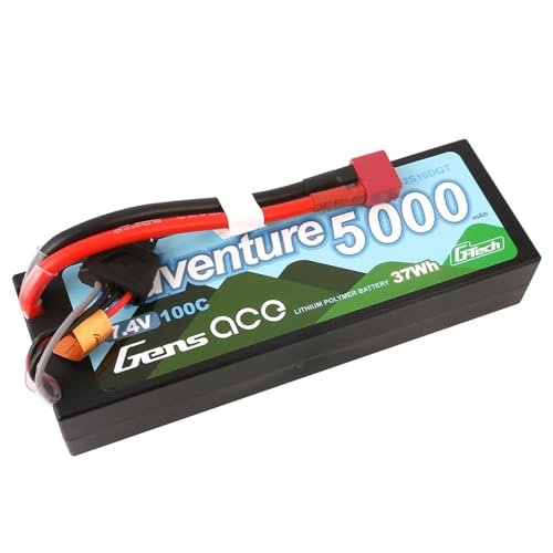 Gens ace G-Tech Adventure 5000mAh 7.4V 100C 2S HardCase Lipo Battery 24# with Deans Plug