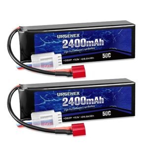 URGENEX 11.1V 2400mAh 50C Lipo Battery 3S with Deans T Plug for RC Airplane FPV Drone UAV Quadcopter Helicopter 2 Pack