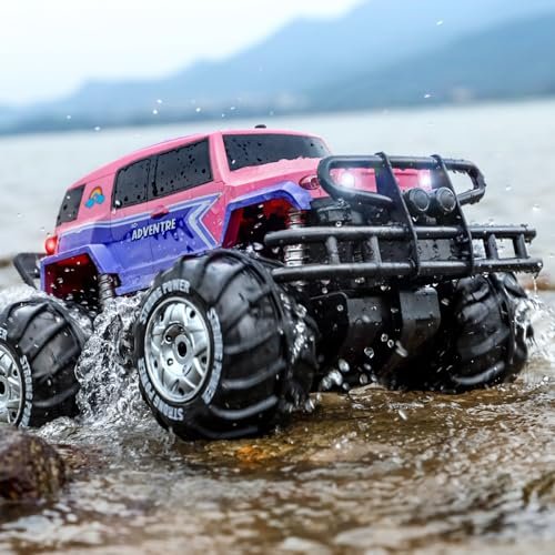 Ruko 1601AMP3 Extra Large RC Monster Truck Amphibious IPX6 Waterproof 1/10 Scale All Terrain Remote Control Car with 2 Rechargeable Batteries for Kids