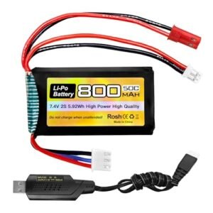 Sea Jump 7.4V LiPo 2S 50C 800mAh Battery with JST and PH2.0 Plug for RC Mercedes Dump Truck and Other Scale Models