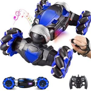 Kisportee Gesture Sensing RC Stunt Car with GMade RC Wheels Light Music for Boys Age 6 12 4WD Hand Remote Control Drift Twist Car
