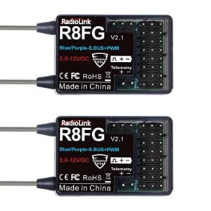 Radiolink R8FG V2.1 8 Channels Gyro Receiver for RC Car 1 8 with 2.4GHz 600m Range and Telemetry