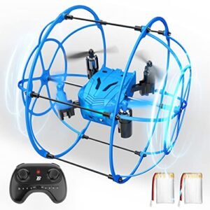 BEZGAR HQ053 Beginner RC Jets Remote Control Drone for Kids Mini Spherical Rolling Quadcopter with 360 Degree Flip Christmas Birthday Gift Indoor Outdoor Toys for Boys Age 4 5 6 7 8 12 Blue
