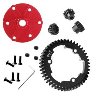 HopsupRC 45T Steel Spur Gear and Aluminum Cush Drive with 15T 17T 19T Pinion Gear Set Upgrade for 1/10 E Revo 2 0 and 1/5 X Maxx Models Replacement Parts 6449 7793X Red