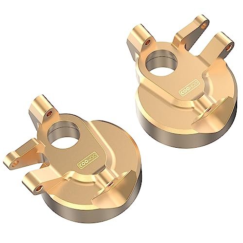 COOWOO Brass RC Steering Knuckles Set of 2 Golden Upgrade Parts for Refurbished RC Trucks 1/10 SCX10 III or Capra UTB10