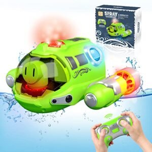 fromeasy React 9 RC Boat Remote Control Water Toy with Light Up Spray for Kids and Adults 2.4GHZ Pool Bath Toy