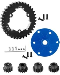 Rcarmumb 35T Spur Gear Cush Drive Upgrades Part for 1/5 Scale RC Monster Truck Tires X Maxx 6S X Maxx 8S Aluminum Housing Medium Carbon Steel 35T 1.5 Spur Gear with Pinion Gear 15T 16T 17T 18T Navy Blue