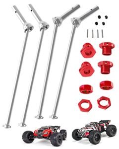 RCMYou RC Paddle Tires 12mm Hex Upgrade Kit for Arrma 1/8 Kraton 6S BLX Outcast 6S BLX 4PCS Front Rear CVD Driveshaft Silver with Wheel Hex Nuts Red