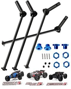 Rcarmumb RC 5th Wheel Hitch Drive Shaft CVD Axles Upgrade Kit for Arrma 1/8 Scale Models Steel #45 Front Rear 4PCS Driveshafts with 17mm Wheel Hex Hub Navy Blue