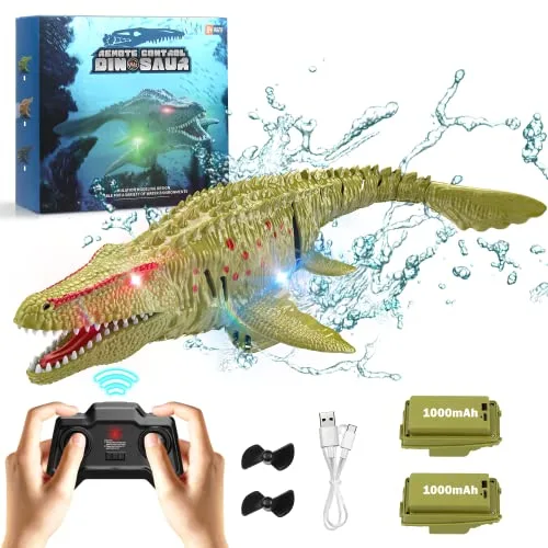 KIEAHCEY Nitro RC Boat 2.4GHz Remote Control Mosasaurus Dinosaur Swimming Pool Toy for Kids Ages 8 12