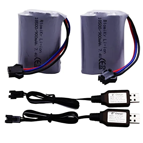 Blomiky SM 3P Plug 7.4V 900mAh Li ion Rechargeable Battery and Charger Cable for RC Drift Cars Amphibious RC Vehicles
