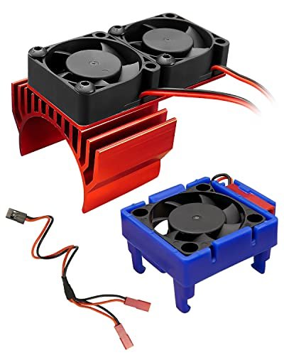 Traxxas VXL RC Motor Cooling Fan Set High Performance Aluminum Alloy Dual Fan for Slash 4x4 Stampede 4x4 Rustler 4x4 Hoss 4x4 Models