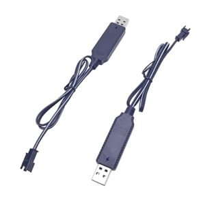 Qjin USB Charger Compatible with Modellbau Tornado RC Jet ORRENTE Hamdol Dolanus Force1 Tornado LED Remote Control Car 3.7V RC Car Battery Replacement Charging Cord 2 Pcs