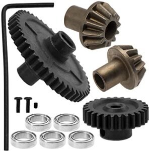 ShareGoo Metal 44T Diff Gear Reduction Gear 27T Motor Gear Pinion Gears with 12T Drive Shaft Drive Gear Bearing for WLtoys 144001 124017 124018 124019 1 14 RC Derby Car Body