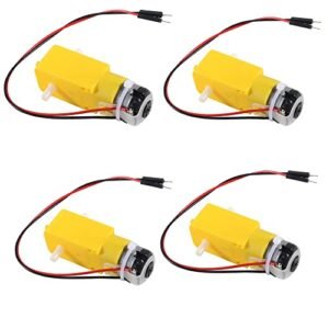 D FLIFE 4pcs TT Motor Dual DC 3 6V Gearbox Motor 200RPM Ratio 1 48 Shaft Motor with 2 54mm Wire for Arduino Bluetooth RC Car Code DIY Smart Car Robot