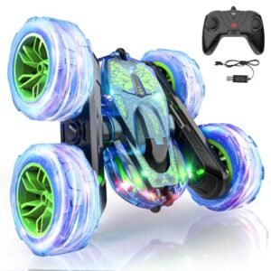 SHARKOOL Refurbished RC Cars 2.4Ghz Remote Control Stunt Car with LED Lights and 360° Flips for Kids Age 6 7 8 9 10 11