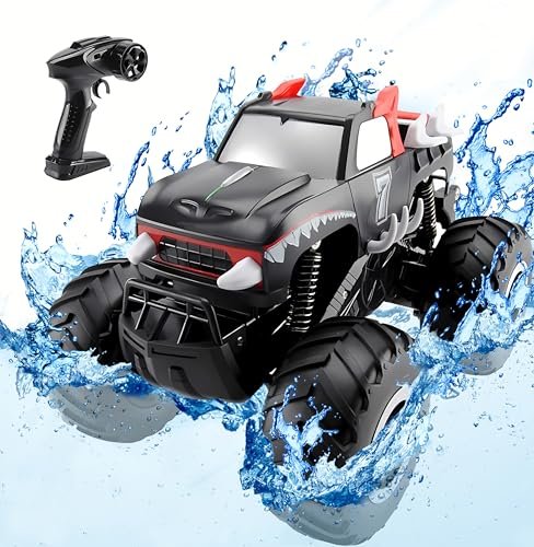 GoolRC Amphibious Remote Control Car with Spaz Stix RC Paint 1/16 Scale 4WD RC Stunt Car Waterproof All Terrains Monster Truck