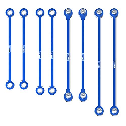 COOWOO USA Made RC Helicopter High Clearance Chassis Links Set Aluminum Alloy Upgrade Parts for 1/18 UTB18 RC Crawler Car Blue Set of 8