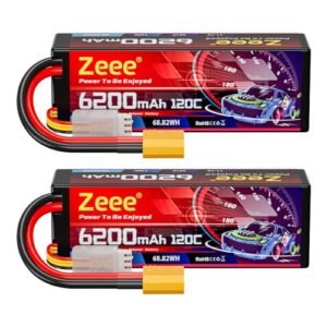 Zeee 3S Lipo Battery 6200mAh 11.1V 120C Hard Case with XT90 Connector for 1 14 Scale RC Tractor Trucks and Racing Models 2 Pack
