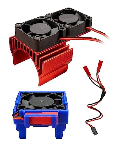 VXL 3s ESC Cooling Fan and Motor Cooling Dual Fan Set for Traxxas Stampede RC Truck Slash 4x4 VXL Rustler 4x4 Hoss 4x4 Velineon VXL 3s Red