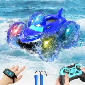 Dickie Toys RC Boat Amphibious Remote Control Car with 2 Controllers for Kids Waterproof Stunt Vehicle for Pool Beach and Land Play