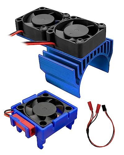 VXL 3s ESC Cooling Fan and Motor Cooling Dual Fan Set for 1/10 Traxxas Slash 4x4 VXL Rustler 4X4 Stampede 4X4 Hoss 4x4 RC Truck Velineon VXL 3s Blue