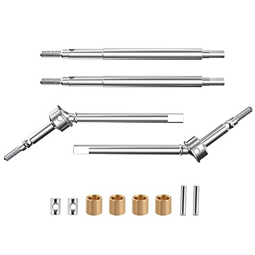 COOWOO RC Axle Shafts Set for 1/18 TRX 4M RC Crawler Cars Best Made RC Battleships Upgrade Parts Carbon Steel Silver