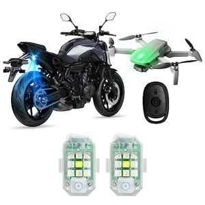FICOLPO 2 Pcs Drone Strobe Lights with Remote Control Ideal for Grundig RC 7 2 Code List DJI Mini 3 Pro Air 2S Mini 2 Mavic Air 2 and Mavic Mini Drone
