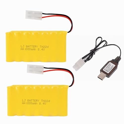 Tamiya Bruiser RC Truck 8.4V 1000mAh NI CD Rechargeable Battery Pack with USB Charger 2 Pack
