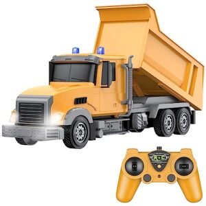 CALEST Cat Construction RC Dump Truck Toy 6 Channel Remote Control with 2 Rechargeable Batteries 1 24 Scale Ideal Birthday Gift for Boys 3 8 Years