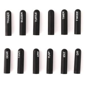 RadioMaster Labelled Silicon Switch Cover Set for RC 681M Remote Codes Compatible with TX16S TX12 Controller Long 12pcs Black
